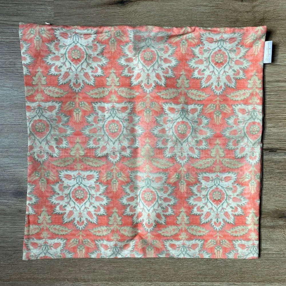 Lot Set 2 Spoonflower Carnations + Tulips Damask Ikat 18” Throw Pillow Covers